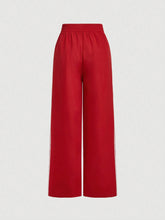 MOD Front Bow Knot Print Side Ribbon Decorated Red Sports Pants